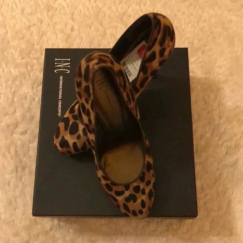 INC CALF HAIR LEOPARD PRINT HEELS